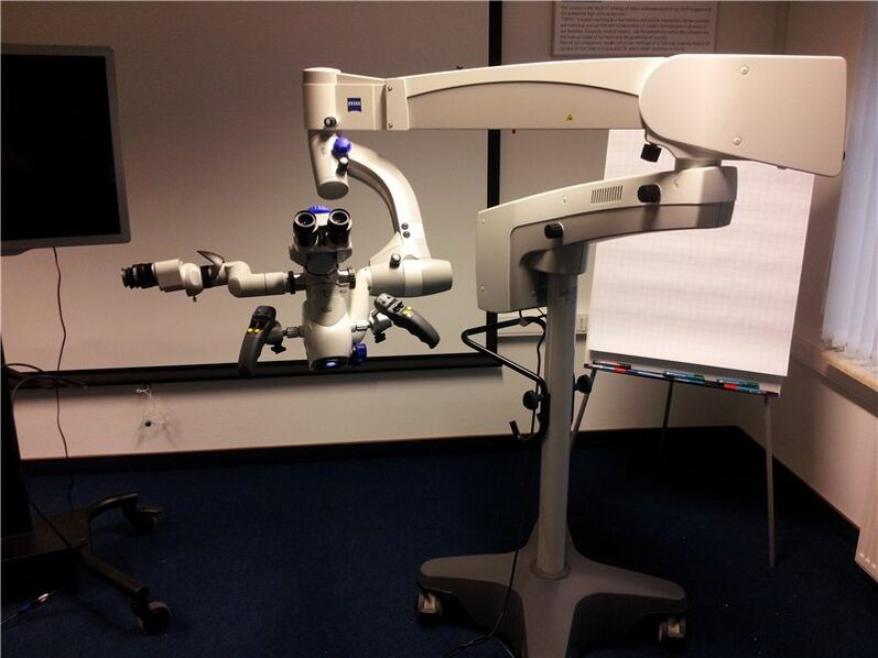 Operations in the eyes are performed using a very accurate microscope